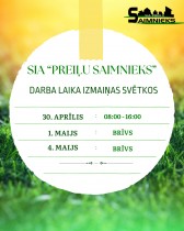 Darba laika izmaiņas svētkos