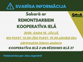 Uz laiku tiks pārtrauka ūdens padeve