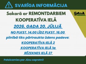 20. jūlijā tiks pārtraukta ūdens padeve atsevišķās adresēs
