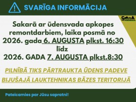 Atseviškās adresēs nebūs ūdens padeves